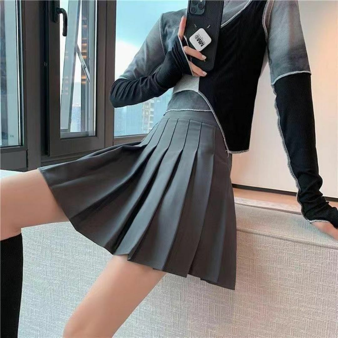 【新品】プリーツスカート　ミニ　インナー付き　制服　韓国　ゴルフ　Lサイズ レディースのスカート(ミニスカート)の商品写真