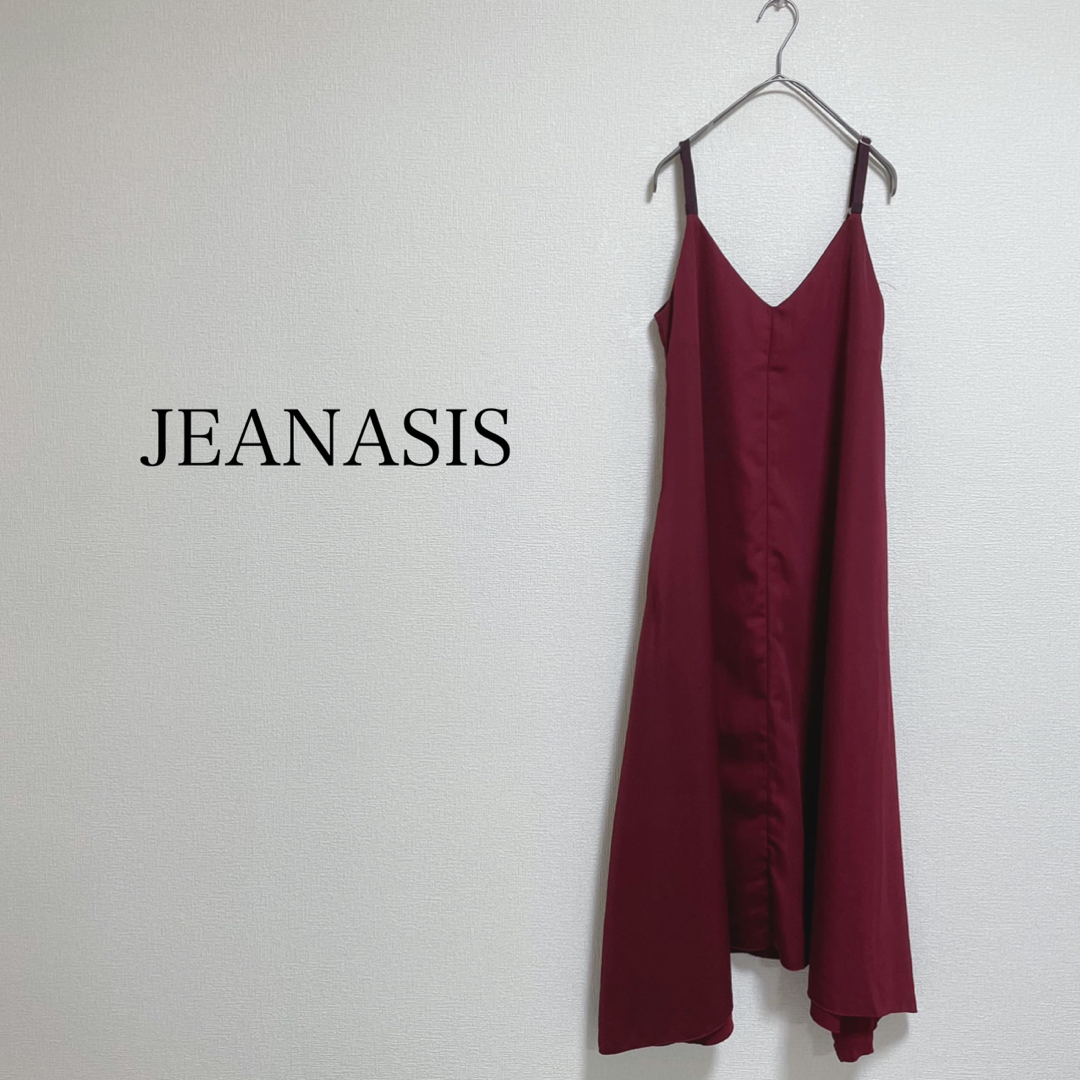 JEANASIS(ジーナシス)の【美品】JEANASISヘムデザインキャミワンピース　ボルドー　フリーサイズ レディースのワンピース(ロングワンピース/マキシワンピース)の商品写真