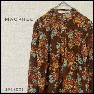 マカフィー(MACPHEE)のMACPHEE マカフィー　花柄　ノーカラーシャツブラウス　総柄　ボタニカル(シャツ/ブラウス(長袖/七分))