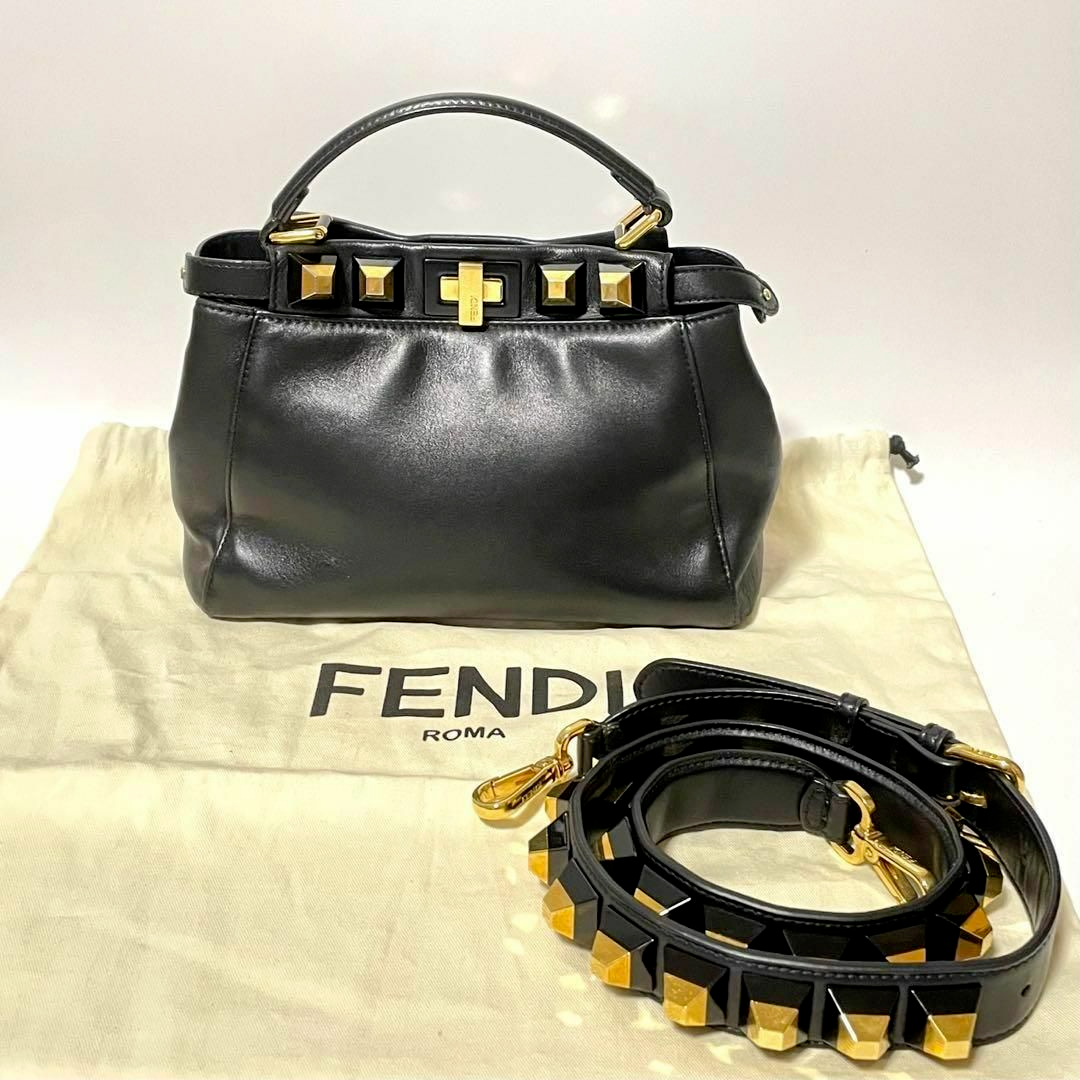 即日匿名配送】FENDI ミニピーカブー 2wayハンドバッグ ショルダー 即日匿名配送】FENDI ミニピーカブー 2wayハンドバッグ ショルダー