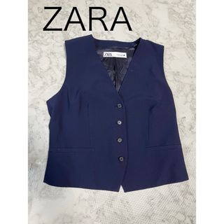 ザラ(ZARA)の美品　ZARA スーツ　ベスト　ジレ　レディース　紺色　営業　接客　M(ベスト/ジレ)