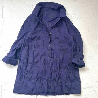 GIANNI LO GIUDICE - 美品 ジャンニロジュディチェ サイズ42→XL 生地切り替えドット シャツ 紫