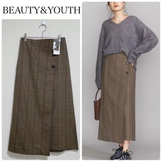 ビューティアンドユースユナイテッドアローズ(BEAUTY&YOUTH UNITED ARROWS)の【新品タグ付】BEAUTY&YOUTHチェックフロントボタンラップスカート(ロングスカート)