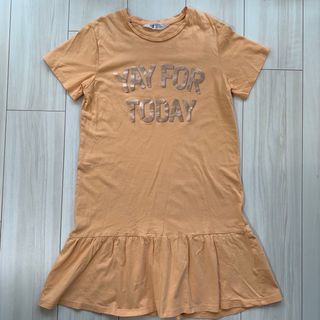 エイチアンドエム(H&M)のH&M ワンピース 130 140 半袖 夏服 春服 オレンジ(ワンピース)