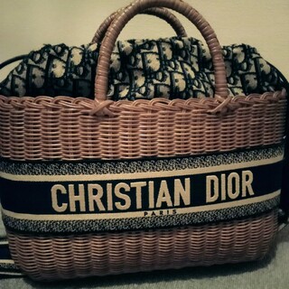 クリスチャンディオール(Christian Dior)のクリスチャン・ディオール　ウィッカー　かごバッグ(かごバッグ/ストローバッグ)