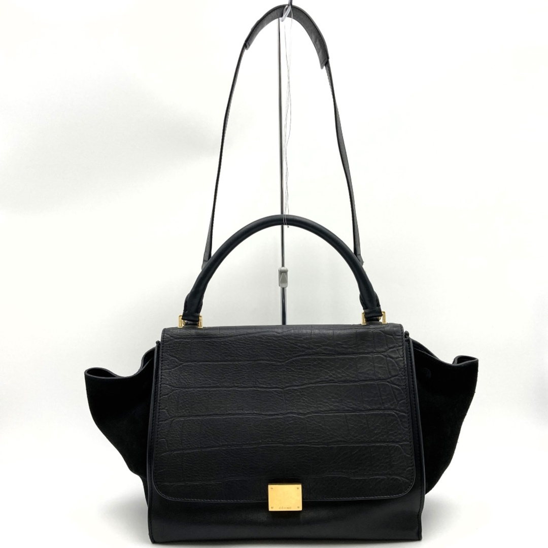 celine(セリーヌ)のセリーヌ トラペーズ ハンドバッグ ショルダーバッグ 2way ブラック レザー レディース CELINE【中古】 レディースのバッグ(ハンドバッグ)の商品写真