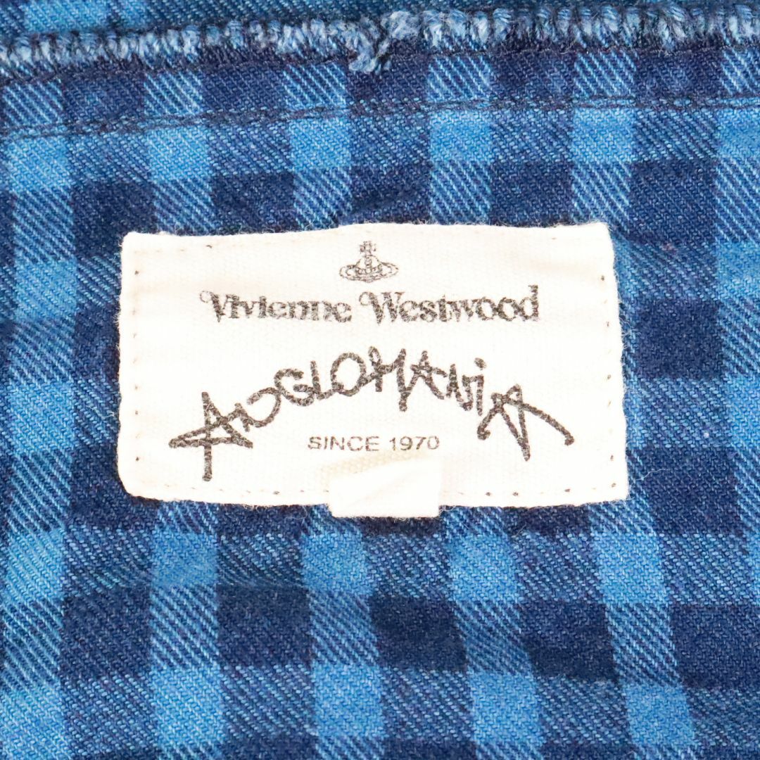 Vivienne Westwood(ヴィヴィアンウエストウッド)のVivienne Westwood　ヴィヴィアン・ウエストウッド　ANGLOMANIA　ロングシャツ　青　Ⅿ レディースのトップス(シャツ/ブラウス(長袖/七分))の商品写真