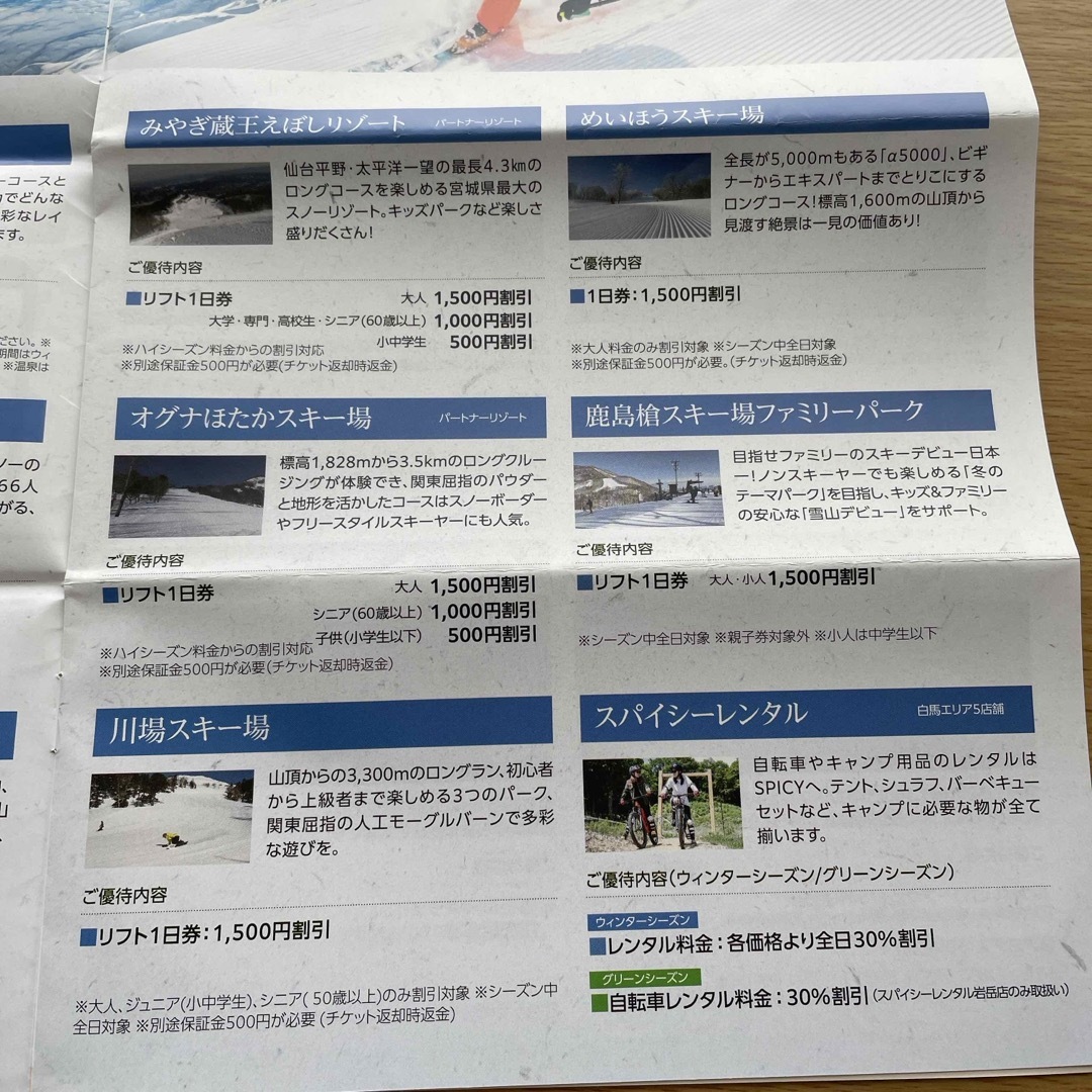 日本駐車場開発　株主優待券　アクティビティ割引券 チケットの施設利用券(スキー場)の商品写真