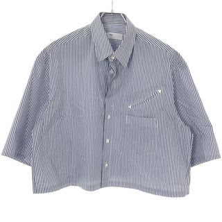 トーガ(TOGA)のTOGA VIRILIS トーガ ビリリース 23SS Typewriter S/S short shirt タイプライターストライプシャツ ブルー 48 TV31-FJ316(シャツ)