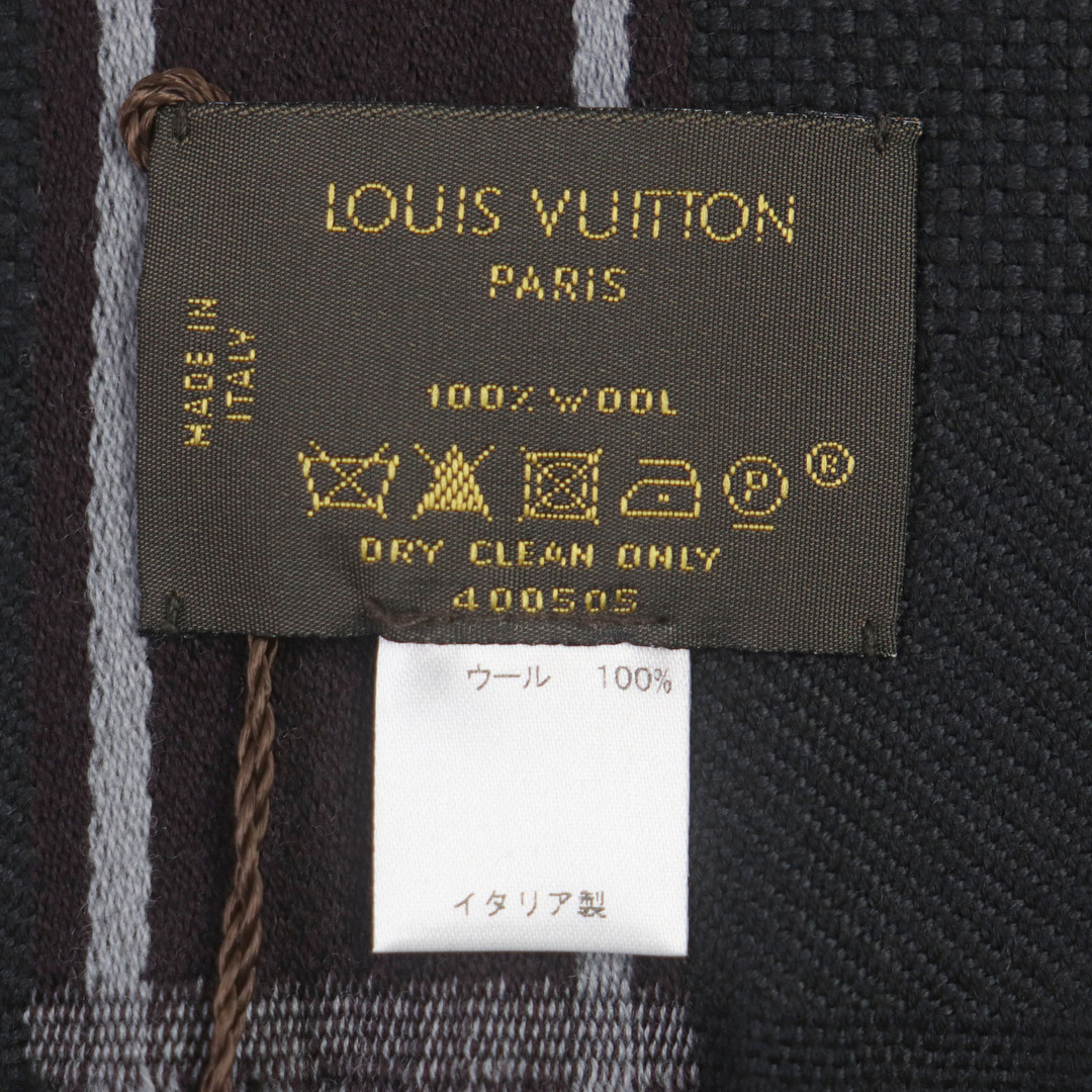 LOUIS VUITTON(ルイヴィトン)の未使用品▼LOUIS VUITTON ルイヴィトン M72685 エシャルプ・メサジェ ウール マフラー ブラック 箱付き イタリア製 メンズ メンズのファッション小物(マフラー)の商品写真