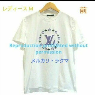 【レディース・M】 ルイ ヴィトン  LV サークル 刺繍 Tシャツ ホワイト
