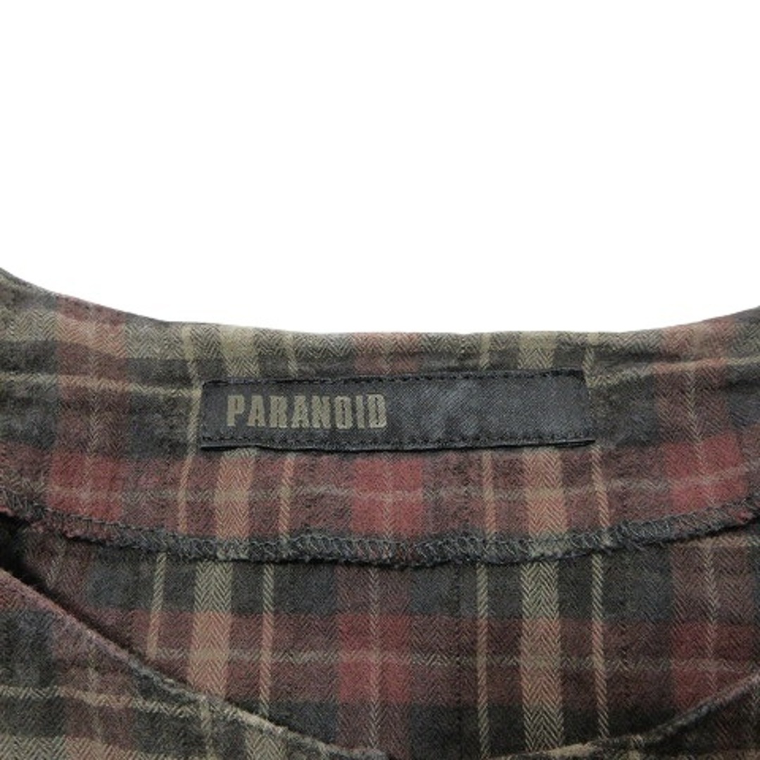 PARANOID(パラノイド)のパラノイド ノーカラー チェックシャツ 長袖 プルオーバー シワ加工 IBO51 メンズのトップス(シャツ)の商品写真