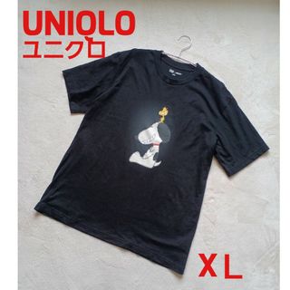 ユニクロ(UNIQLO)のUNIQLO ユニクロ 半袖 Tシャツ peanuts ピーナッツ XＬブラック(Tシャツ(半袖/袖なし))