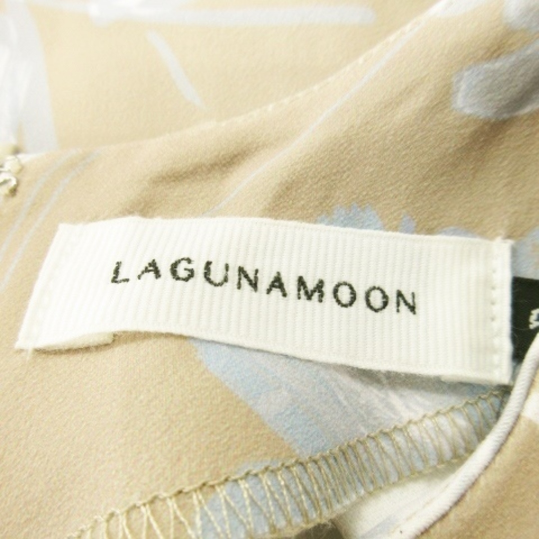LagunaMoon(ラグナムーン)のラグナムーン カットソー 半袖 ウエストマーク リボン 花柄 総柄 F ベージュ レディースのトップス(カットソー(半袖/袖なし))の商品写真