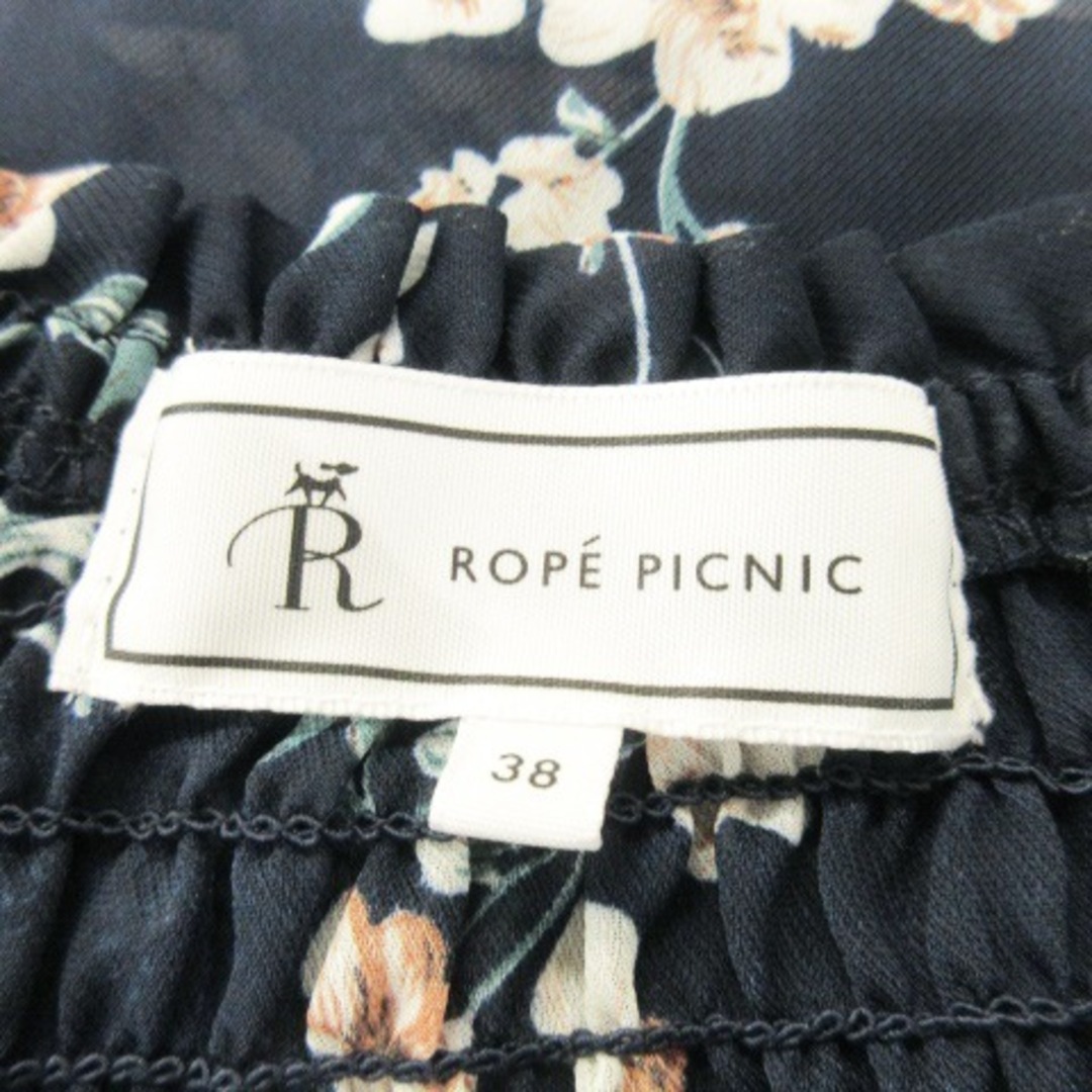 Rope' Picnic(ロペピクニック)のロペピクニック ブラウス 五分袖 シャーリング ギャザー 花柄 総柄 38 紺 レディースのトップス(その他)の商品写真