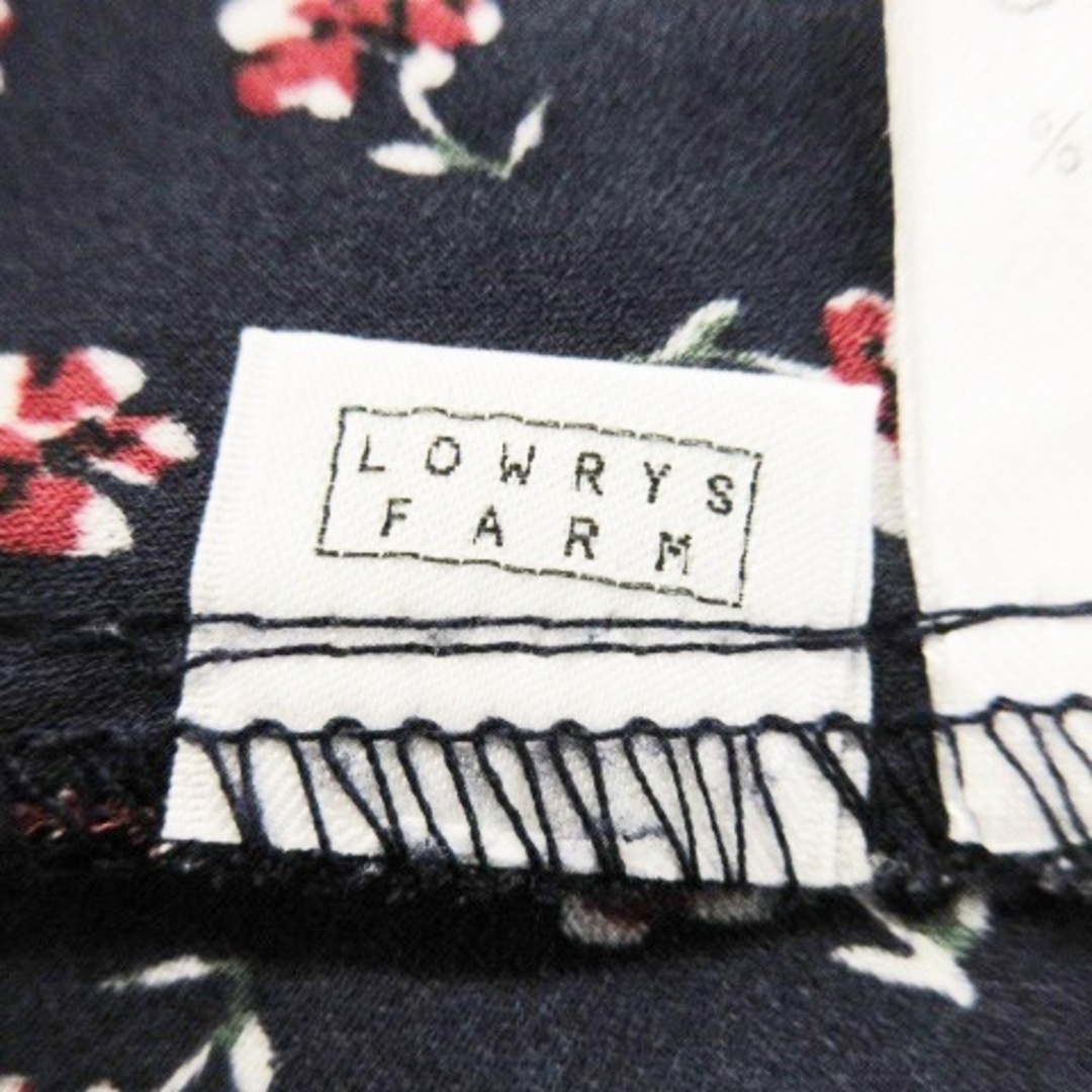 LOWRYS FARM(ローリーズファーム)のローリーズファーム ワンピース ロング バンドカラー 長袖 ヘム 花柄 M 紺 レディースのワンピース(ロングワンピース/マキシワンピース)の商品写真