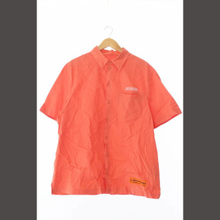 ヘロンプレストン ロゴ 刺繍 半袖 シャツ S オレンジ ●(シャツ)