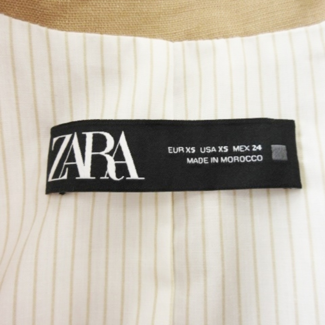 ZARA(ザラ)のザラ ベスト ジレ ジャケット 麻 リネン ロング丈 ダブル XS ベージュ レディースのトップス(ベスト/ジレ)の商品写真