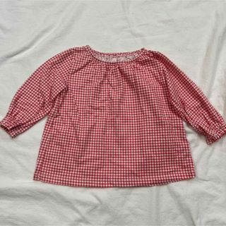 ユニクロ(UNIQLO)のユニクロ  子供服  エアリズムコットンクルーネック 長袖  チェック  80(Tシャツ/カットソー)