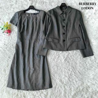 BURBERRY - 【美品】バーバリーロンドン スーツ ワンピース シルク混 グレー 3XL