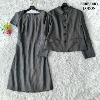 バーバリー(BURBERRY)の【美品】バーバリーロンドン スーツ ワンピース シルク混 グレー 3XL(スーツ)