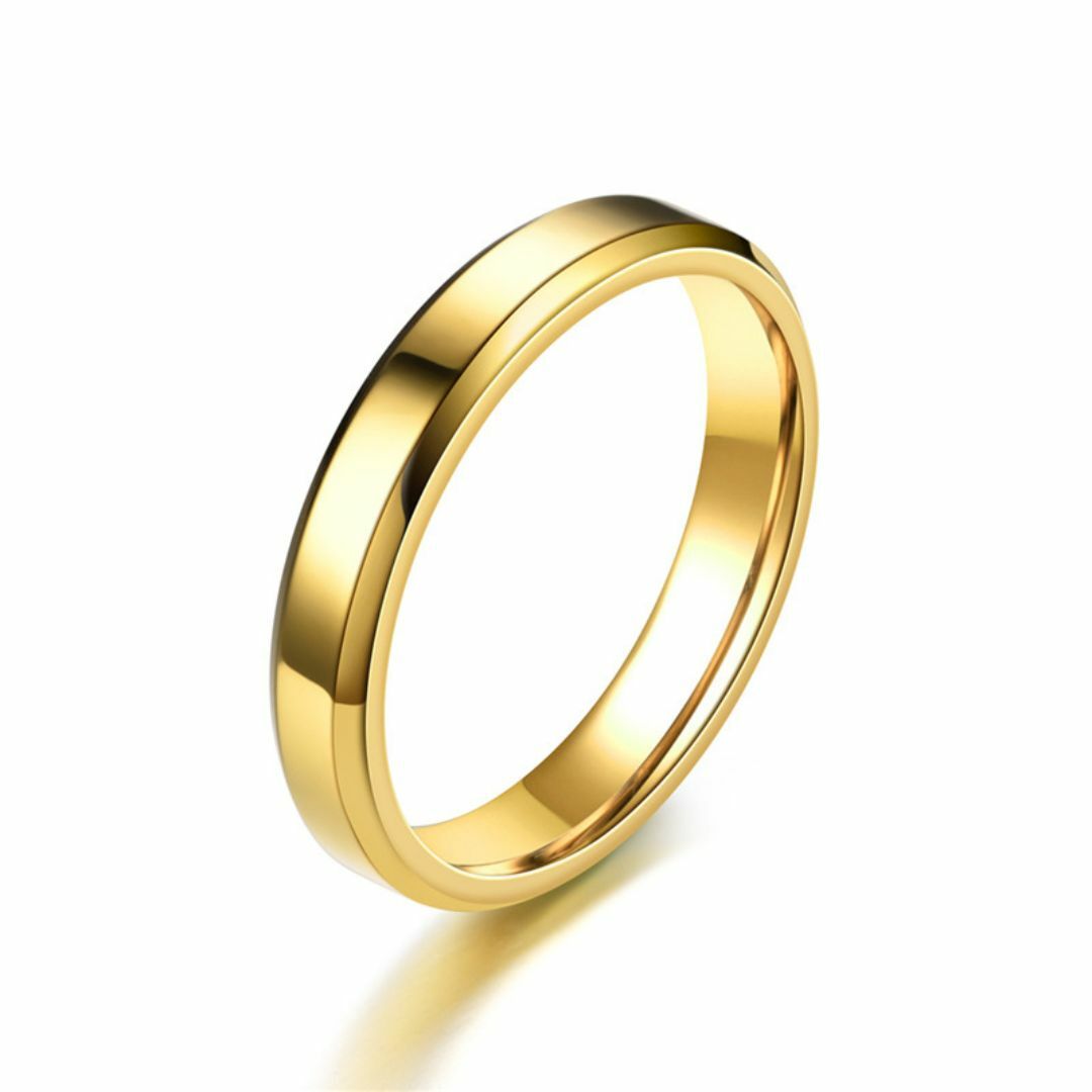 NO.11 指輪 幅4mm ステンレスリング シンプルデザイン ゴールド レディースのアクセサリー(リング(指輪))の商品写真