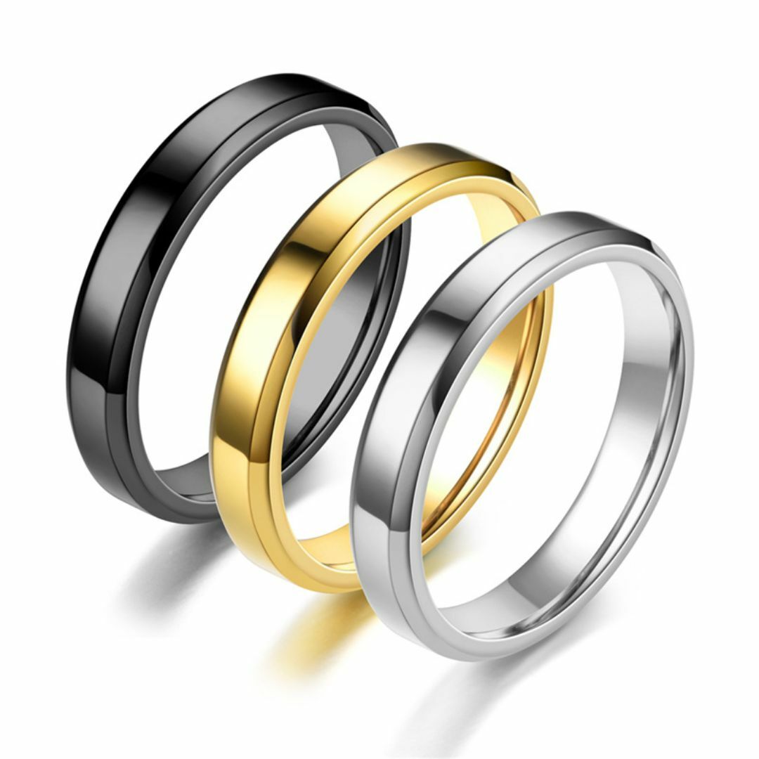 NO.11 指輪 幅4mm ステンレスリング シンプルデザイン ゴールド レディースのアクセサリー(リング(指輪))の商品写真