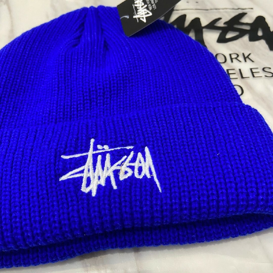 STUSSY(ステューシー)のvl Stussy ステューシー ニット帽 ②  スノーボード 　ブルー レディースの帽子(ニット帽/ビーニー)の商品写真