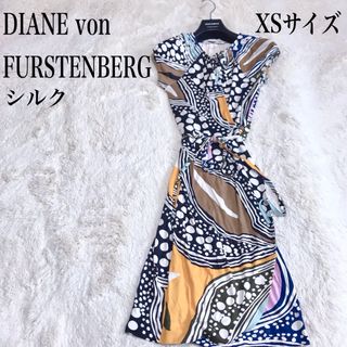 ダイアンフォンファステンバーグ(DIANE von FURSTENBERG)の美品DIANE von FURSTENBERG シルク カシュクール ワンピース(ひざ丈ワンピース)