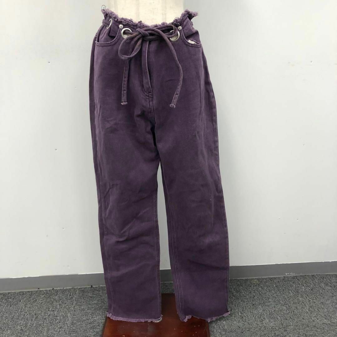 【送料無料】MUSUBORE ハトメデニムパンツ ムスボレ パープル size1 レディースのパンツ(カジュアルパンツ)の商品写真