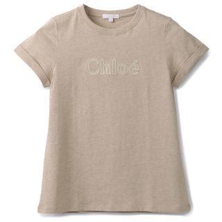 クロエ(Chloe)のクロエ CHLOE 【大人もOK】キッズ Tシャツ チェーンステッチ ロゴ クルーネック 半袖シャツ 2024年春夏新作 C20112 0003 C03(Tシャツ/カットソー)