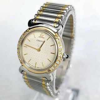 セイコー(SEIKO)の△【研磨済ほぼ新品】SEIKO クレドール K18 ダイヤベゼル ラウンド(腕時計)