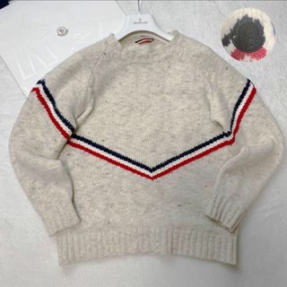 モンクレール(MONCLER)の極美品 モンクレール ニット セーター トリコロール ブラックワッペン アルパカ(ニット/セーター)