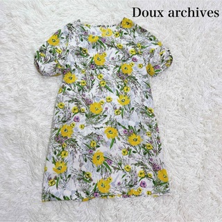 Doux archives - Douxarchives 花柄 ボタニカル イエロー ひざ丈 ワンピース 春服