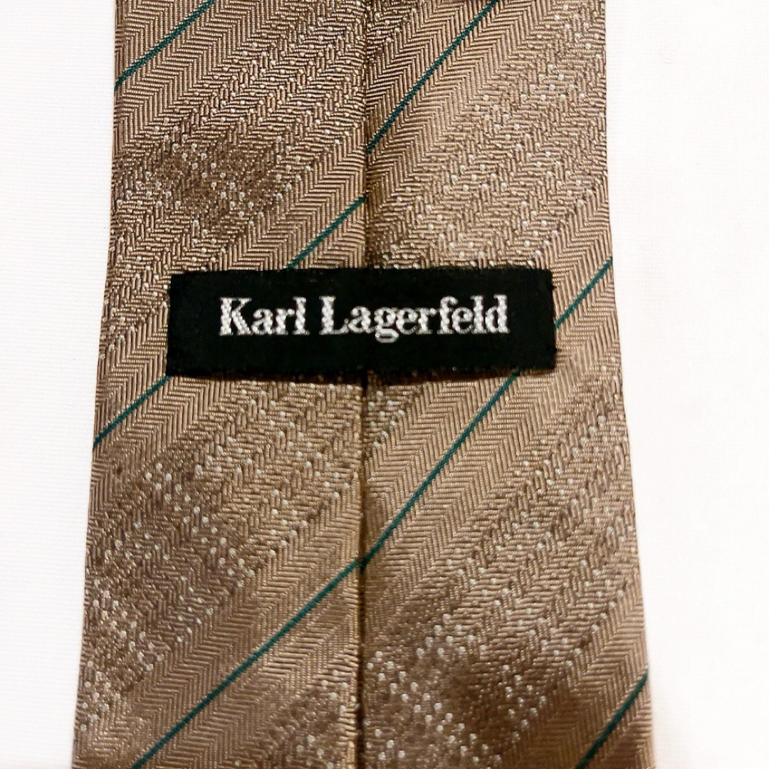 Karl Lagerfeld(カールラガーフェルド)の美品★Karl Lagerfeld★ブラウン★レジメンタル★シルク★ネクタイ★7 メンズのファッション小物(ネクタイ)の商品写真