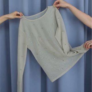 KATRIN TOKYO sheer bijou tops グリーン(シャツ/ブラウス(長袖/七分))