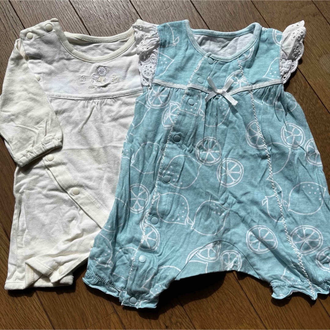 baiya5060女の子ロンパース春夏レモン水色フリル キッズ/ベビー/マタニティのベビー服(~85cm)(ロンパース)の商品写真
