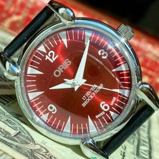 オリス(ORIS)の【レトロなデザイン】オリス メンズ腕時計 レッド 手巻き ヴィンテージ(腕時計(アナログ))