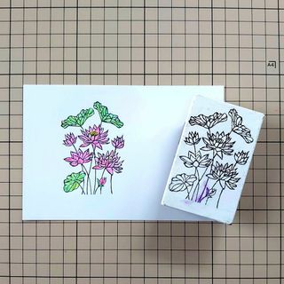 ゴム版はんこ「蓮の花③」(はんこ)