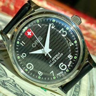 オリス(ORIS)の【レトロなデザイン】オリス メンズ腕時計 ブラック シルバー ヴィンテージ(腕時計(アナログ))