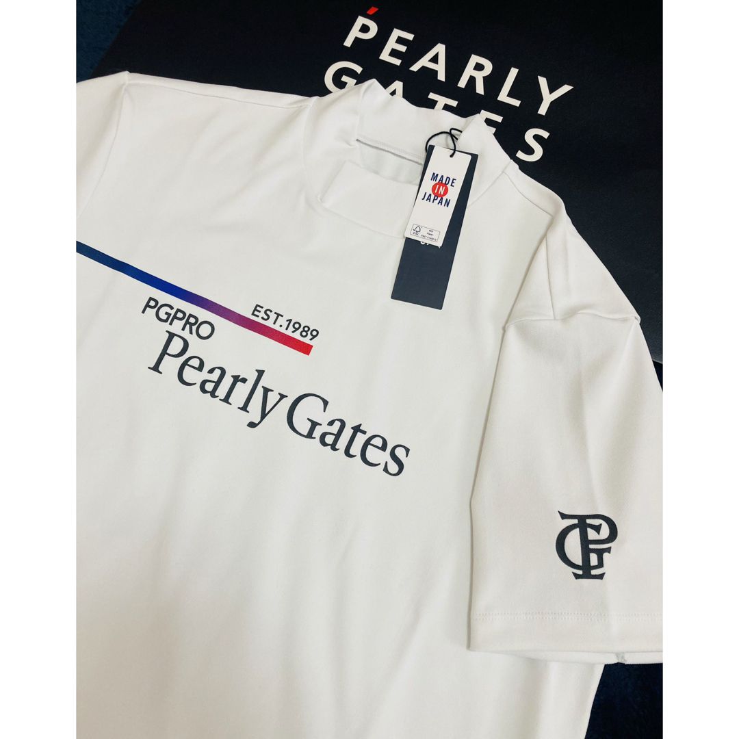 PEARLY GATES(パーリーゲイツ)の新品 パーリーゲイツ ベアカノコ半袖ハイネックカットソー(4)M/白 最新モデル スポーツ/アウトドアのゴルフ(ウエア)の商品写真