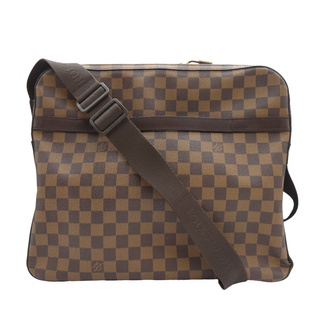 ルイヴィトン(LOUIS VUITTON)のLouis Vuitton ルイヴィトン LV ドルゾドゥロ ショルダーバッグ ダミエ 肩掛け 斜め掛け ユニセックス 定番 シンプル メッセンジャーバッグ 大きめ ブラウン系　ゴールド金具 レザー N45251 メンズ レディース 【中古 Bランク】☆送料無料☆ 当店通常価格109800円(ショルダーバッグ)