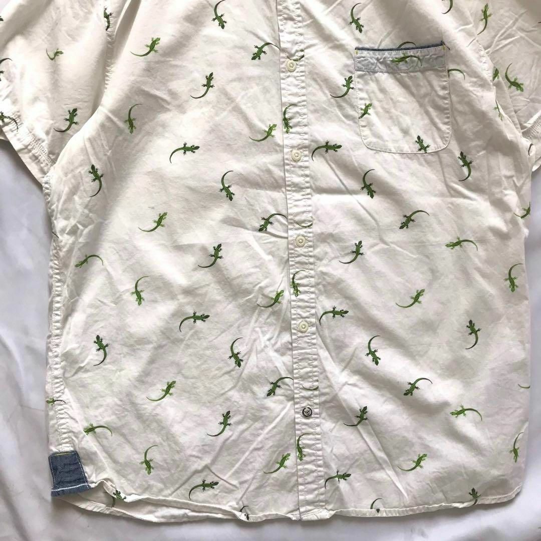 good vibes トカゲパターンプリント入りスリムフィッティングシャツ メンズのトップス(Tシャツ/カットソー(半袖/袖なし))の商品写真