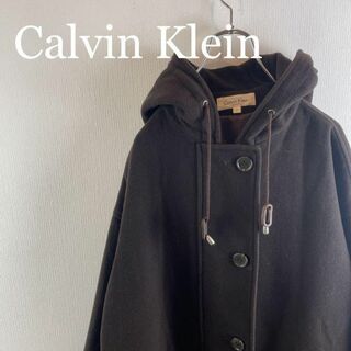 Calvin Klein チェスターコート フード付きジップ L オーバーサイズ