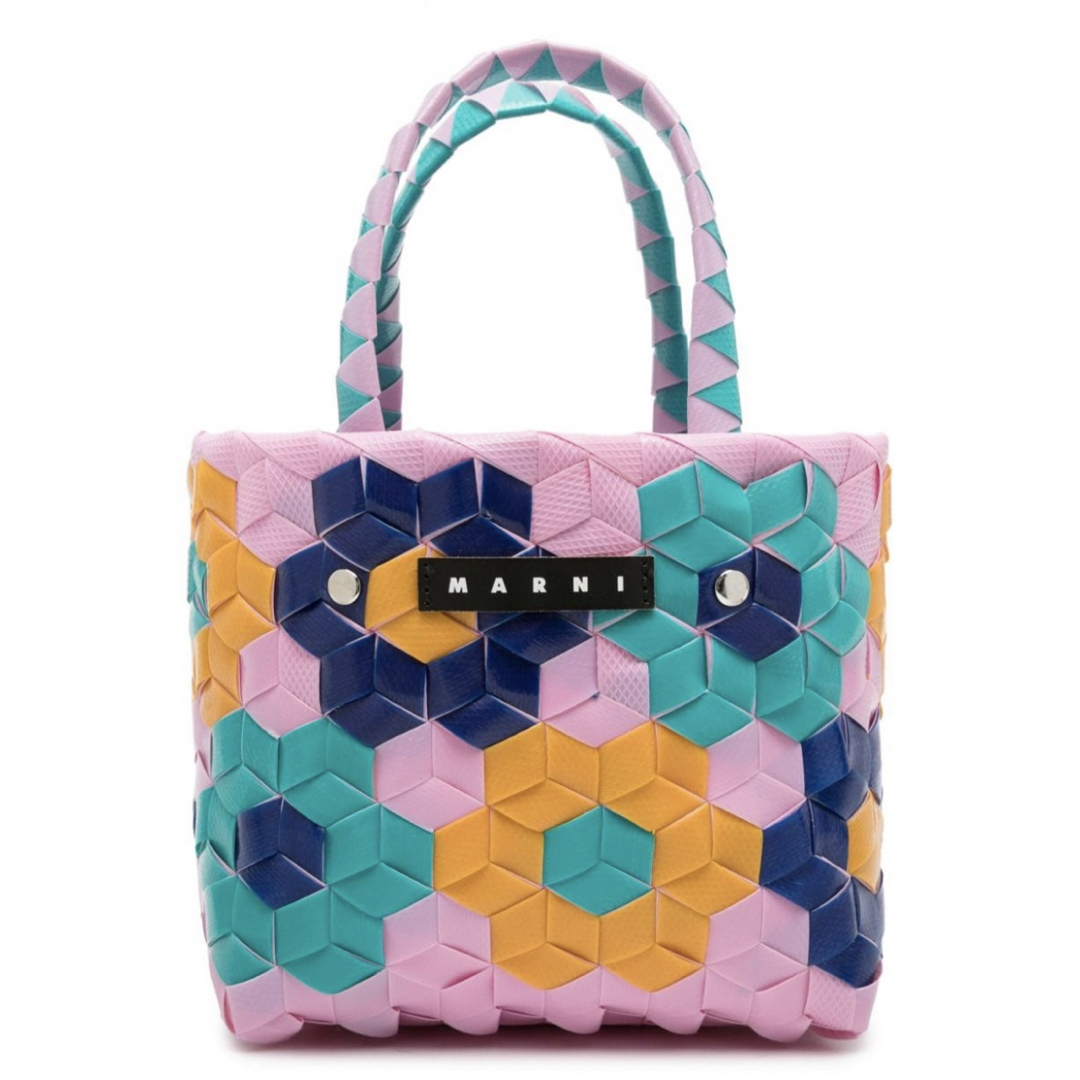 Marni(マルニ)の新品　マルニマーケット　サンフラワー　マイクロミニバスケット　ウーブン　ピンク花 レディースのバッグ(かごバッグ/ストローバッグ)の商品写真