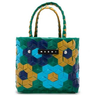 マルニ(Marni)の新品　マルニマーケット　サンフラワー　マイクロミニバスケット　エメラルドグリーン(かごバッグ/ストローバッグ)