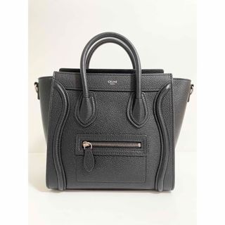 セリーヌ(celine)のセリーヌハンドバッグ ラゲージ  ナノショッパー ドラムドカーフスキン ブラック(ハンドバッグ)