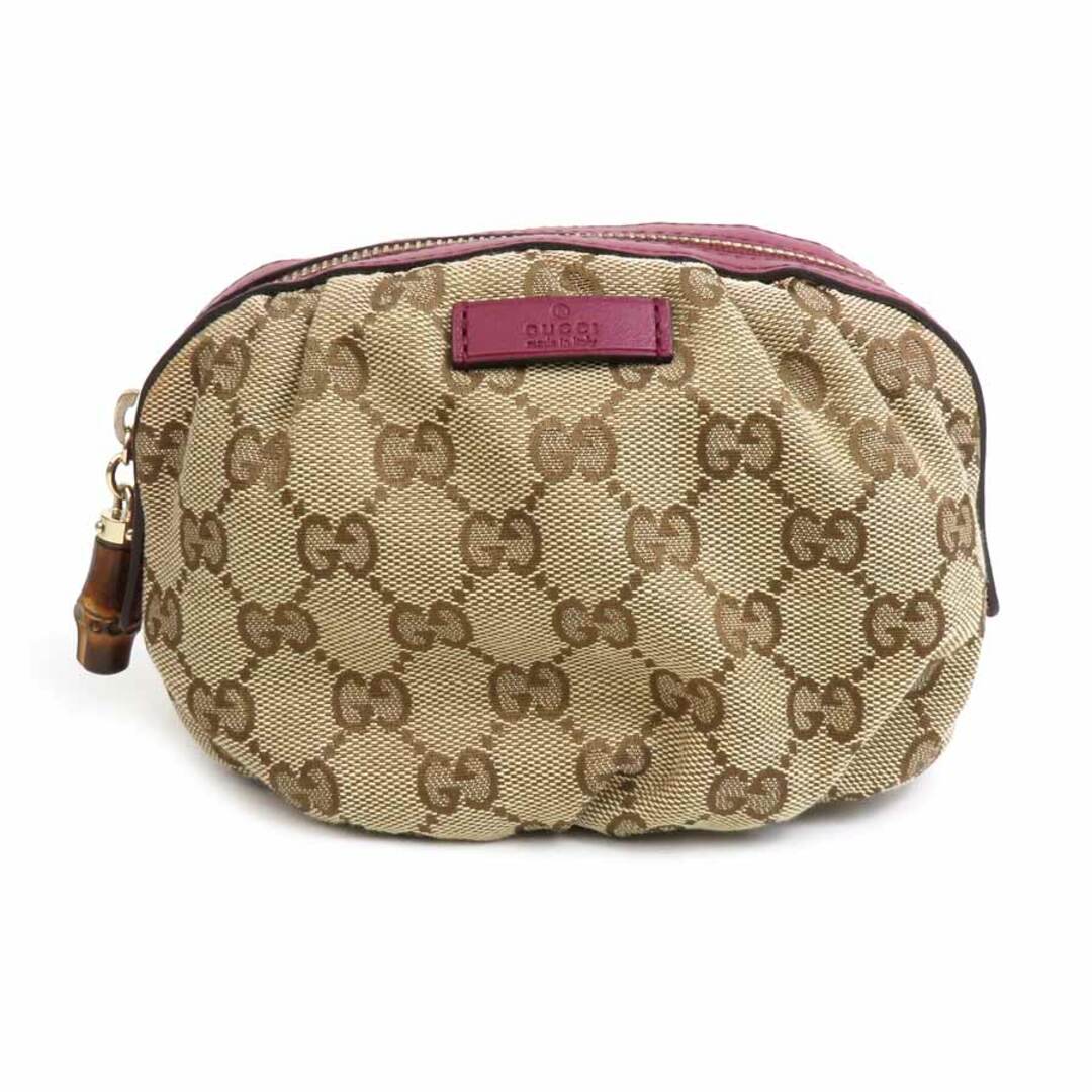 Gucci(グッチ)のグッチ GUCCI ポーチ マルチケース バンブー GGキャンバス キャンバス/レザー ベージュ/パープル ゴールド レディース 346175 送料無料【中古】 e58514f レディースのファッション小物(ポーチ)の商品写真