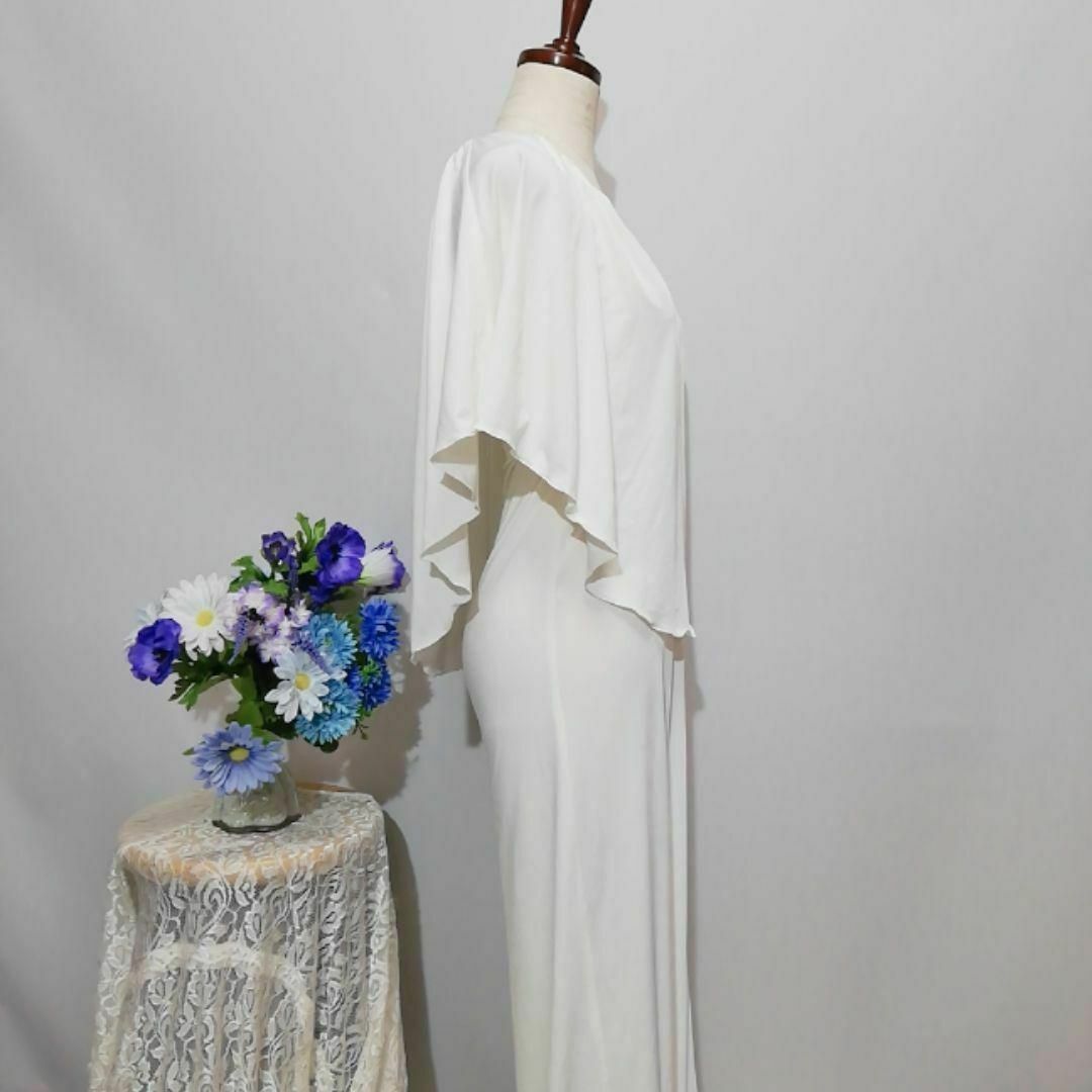 ブランド不明　極上美品　ドレス　ワンピース　パーティー　М相当　ホワイト色系 レディースのワンピース(ロングワンピース/マキシワンピース)の商品写真