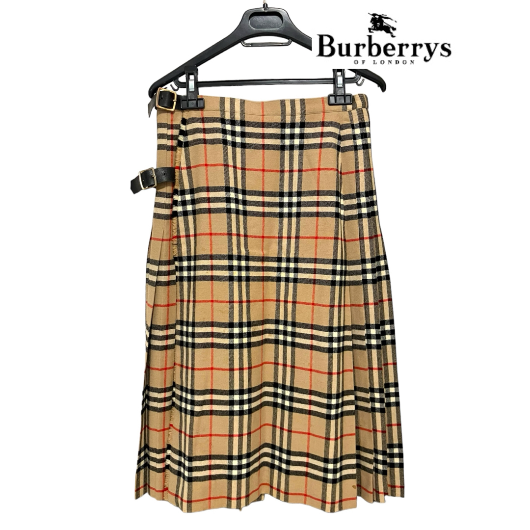 BURBERRY(バーバリー)のBURBERRY ロング丈　プリーツ　巻きスカート　ノバチェック　ベージュ　L レディースのスカート(ロングスカート)の商品写真